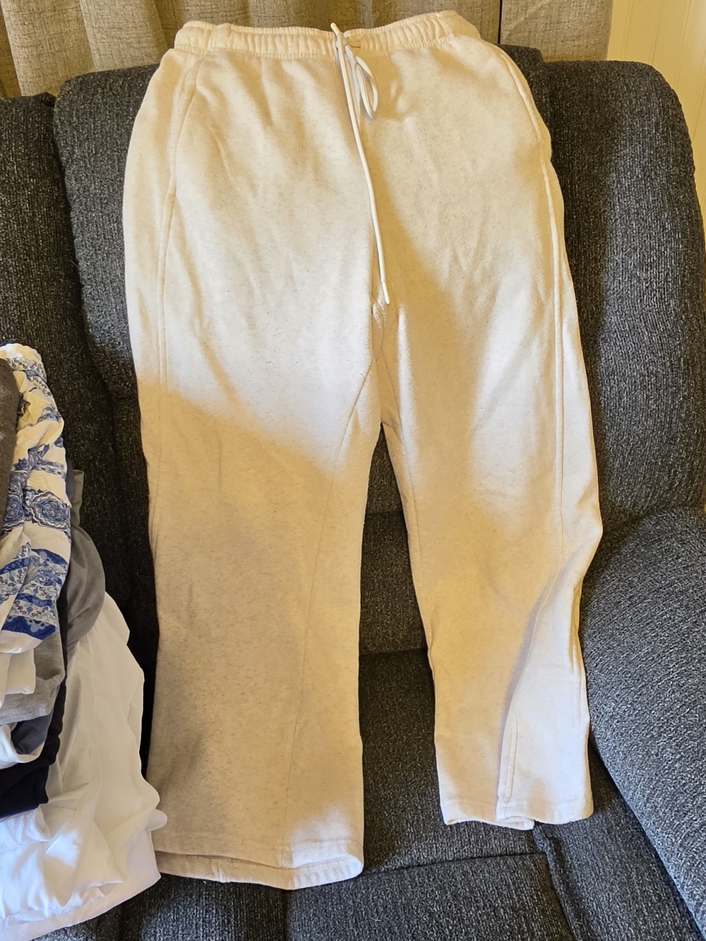 Women's Cream Drawstring Sweatpants - Relaxed Fit